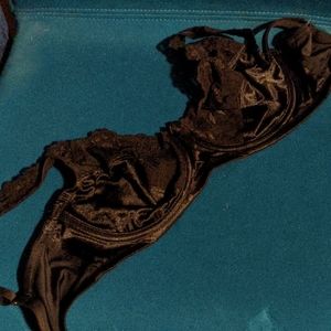 Black lace and satin bra